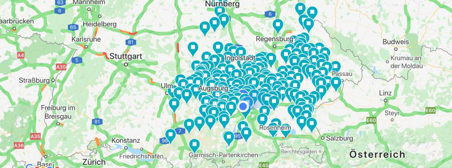Referenzen in ganz Bayern, aktualisiert am 4. April 2025